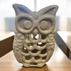 Owl Luminary Candle Holder Lantern Ceramic